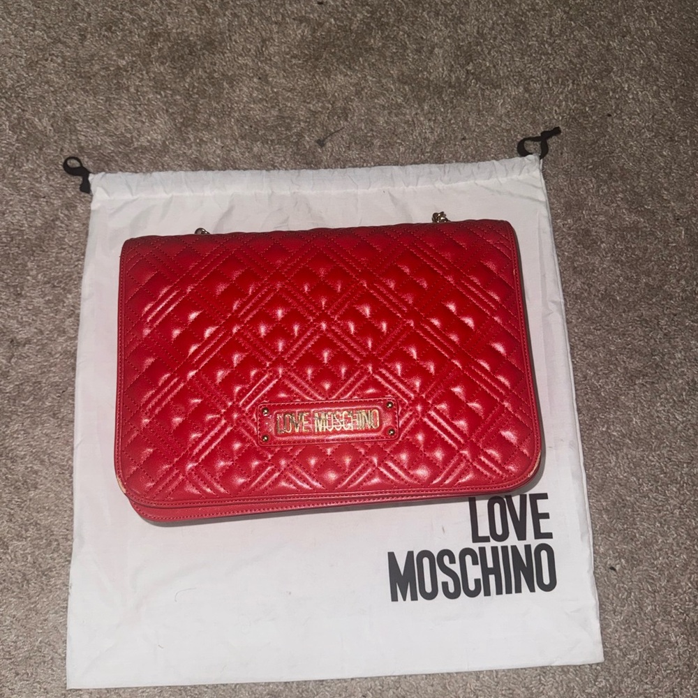 Love Moschino Vibrant Red Quilted Clutch XL ( it’s a big purse )